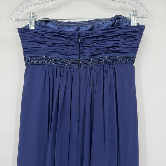 BCBGMAXAZRIA 100% Silk Strapless Sapphire Blue Embellished Gown Women’s Size 4 - Picture 5 of 12